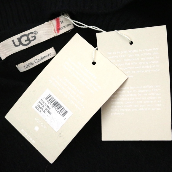 UGG Cheyenne 100% Cashmere Black Cardigan Robe NWT - Picture 8 of 8